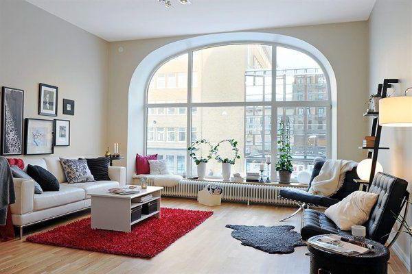  Dzīvojamā istaba Skandināvijas stilā ar kamīnu